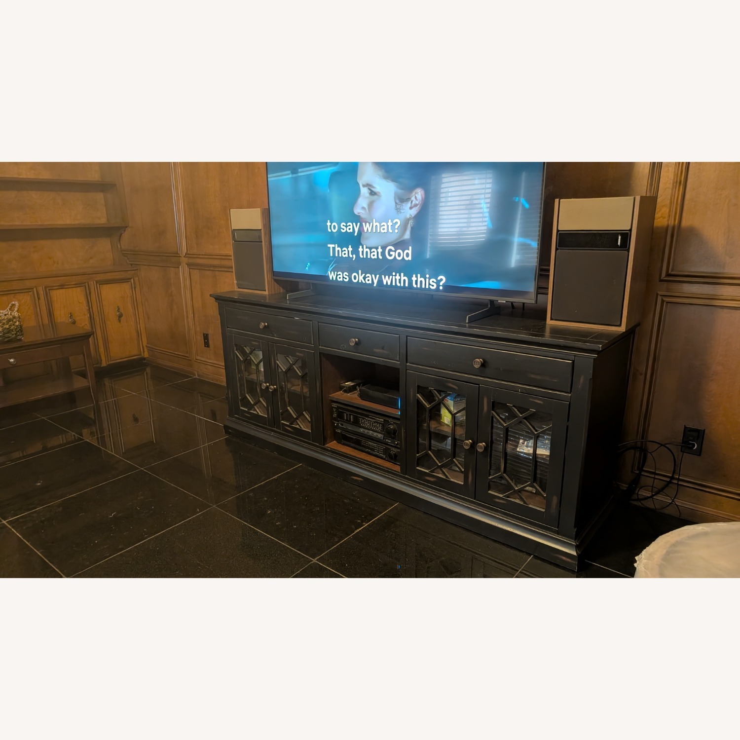 Rooms To Go Dark Brown Wood Media Storage - image-2