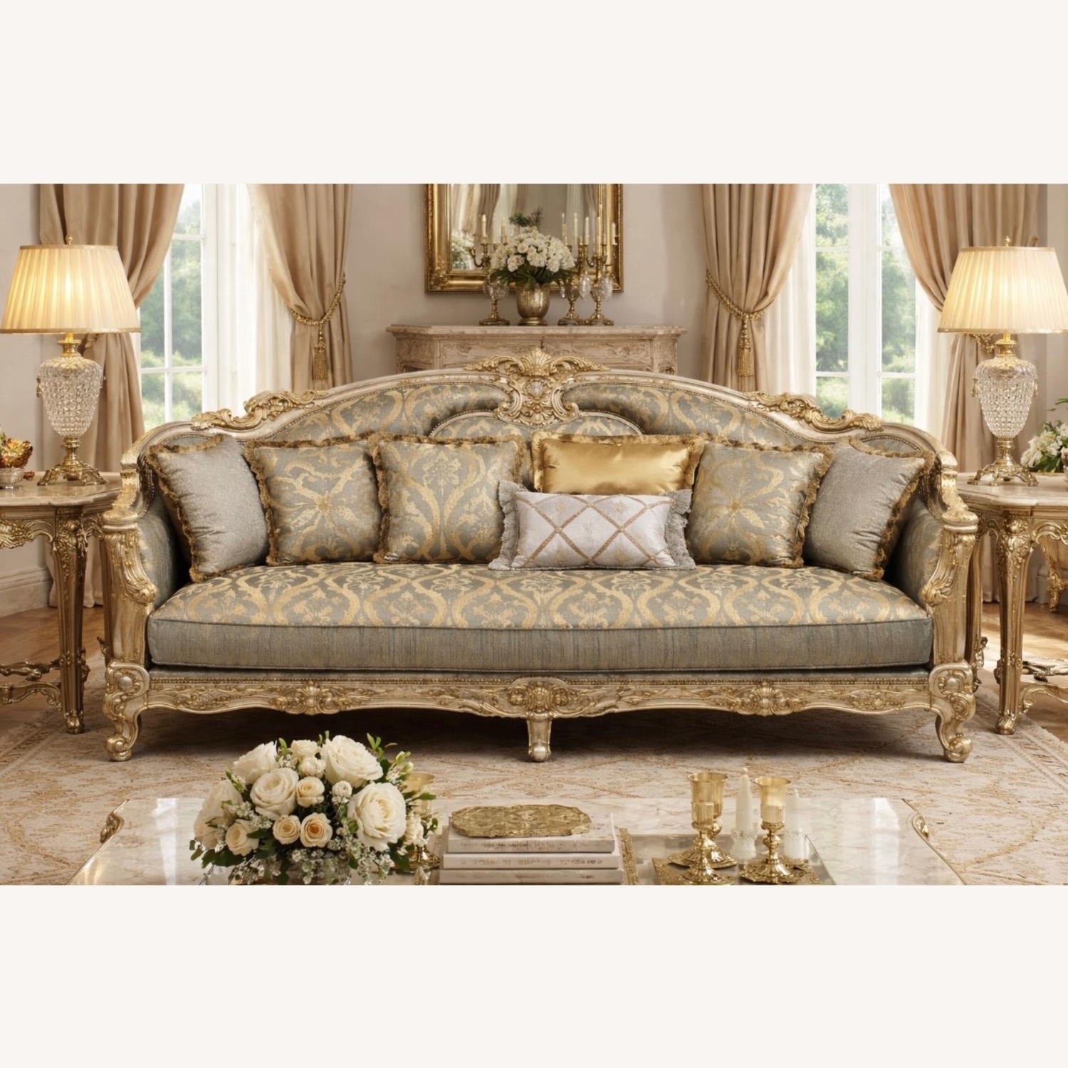 Zara Home Cosmos Blue Fabric 3+ Seater Sofa - image-0