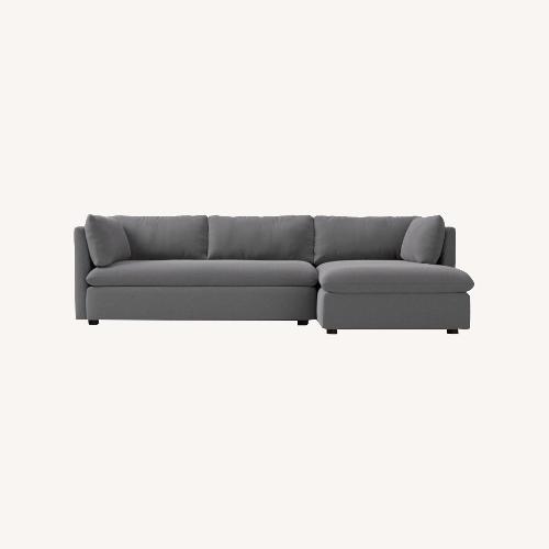 Used West Elm Light Gray Velvet 2 Piece Sectional for sale on AptDeco