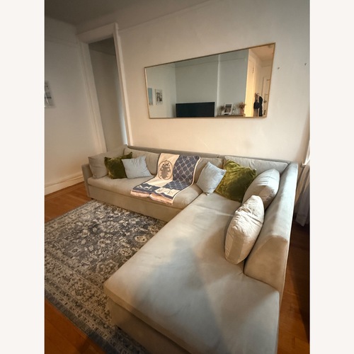 Used West Elm Light Gray Velvet 2 Piece Sectional for sale on AptDeco