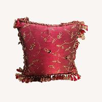 Red Silk Embroidered Pillows 