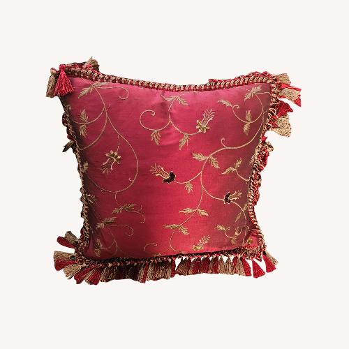 Used Red Silk Embroidered Pillows  for sale on AptDeco