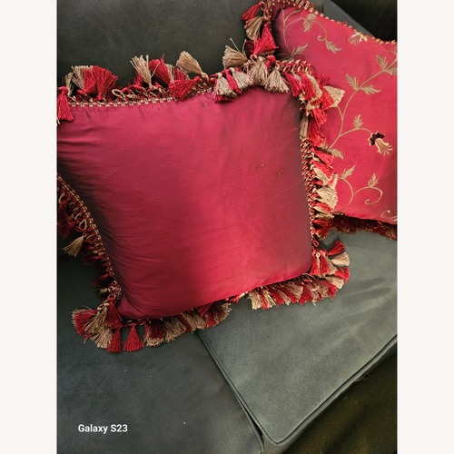 Used Red Silk Embroidered Pillows  for sale on AptDeco