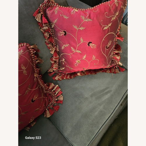 Used Red Silk Embroidered Pillows  for sale on AptDeco