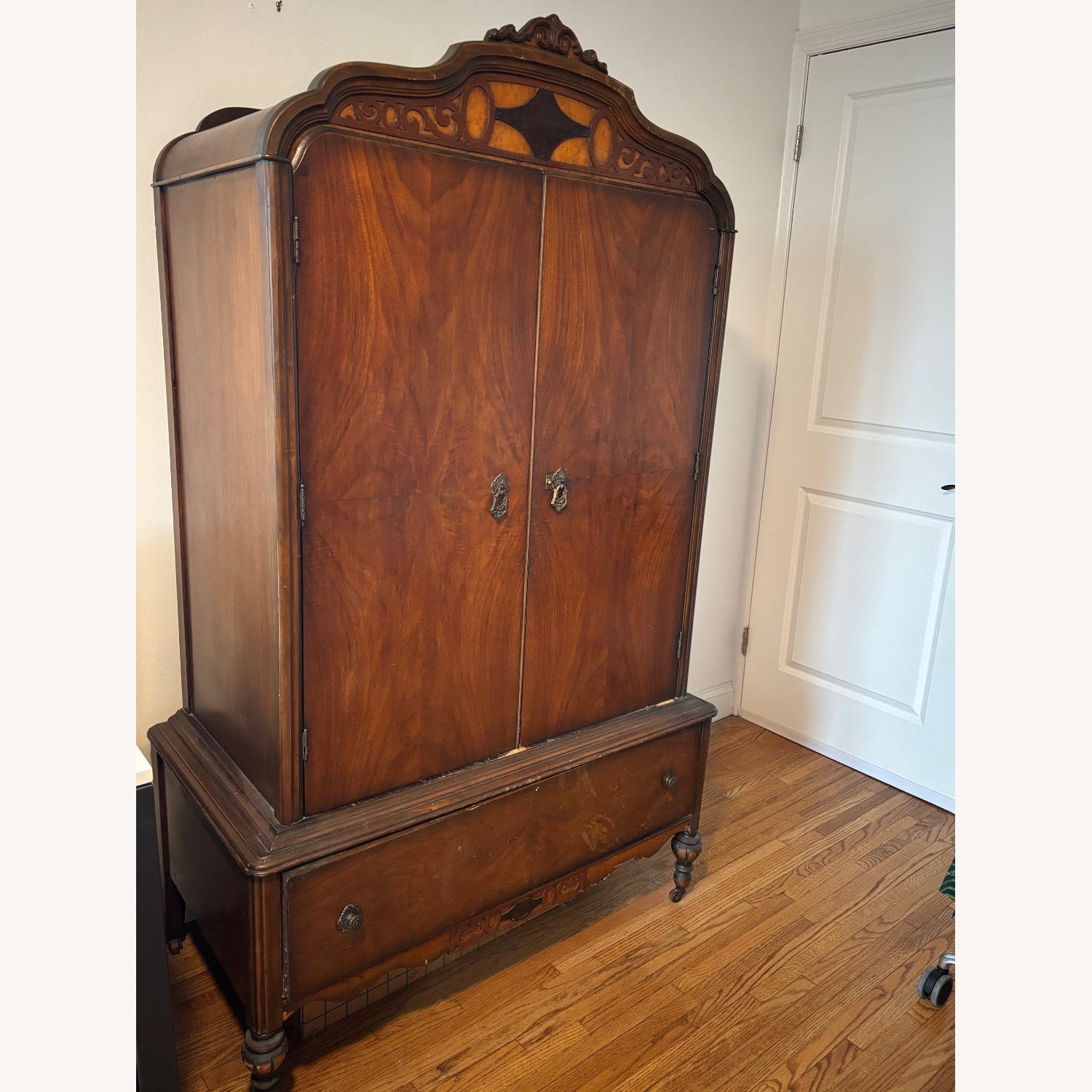 Dark Brown Wood Armoire - image-1