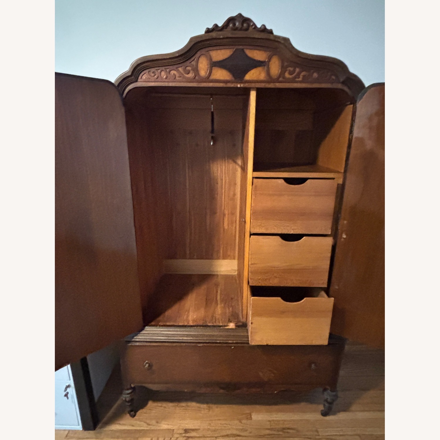 Dark Brown Wood Armoire - image-3