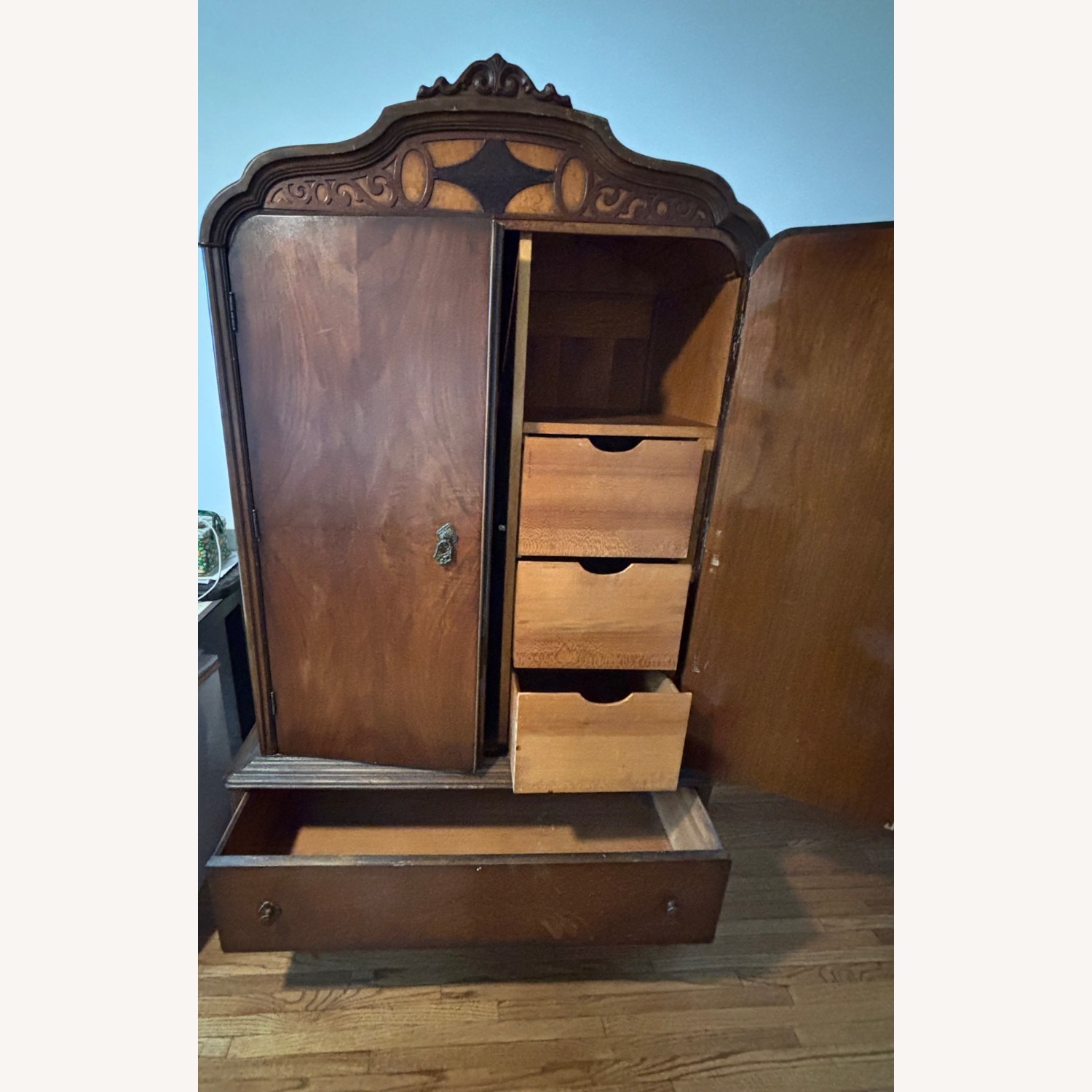 Dark Brown Wood Armoire - image-4