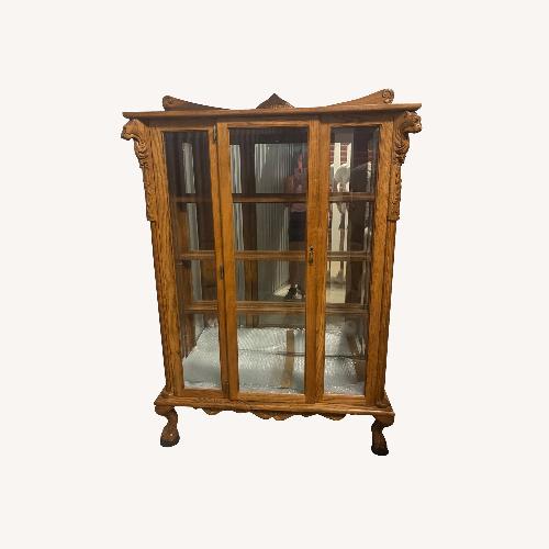Used  Custom Tiger Oak Glass China Cabinet   for sale on AptDeco