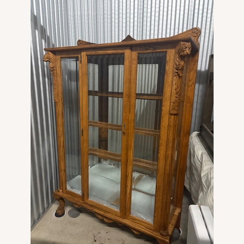 Used  Custom Tiger Oak Glass China Cabinet   for sale on AptDeco