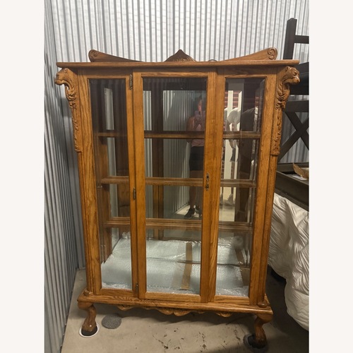 Used  Custom Tiger Oak Glass China Cabinet   for sale on AptDeco