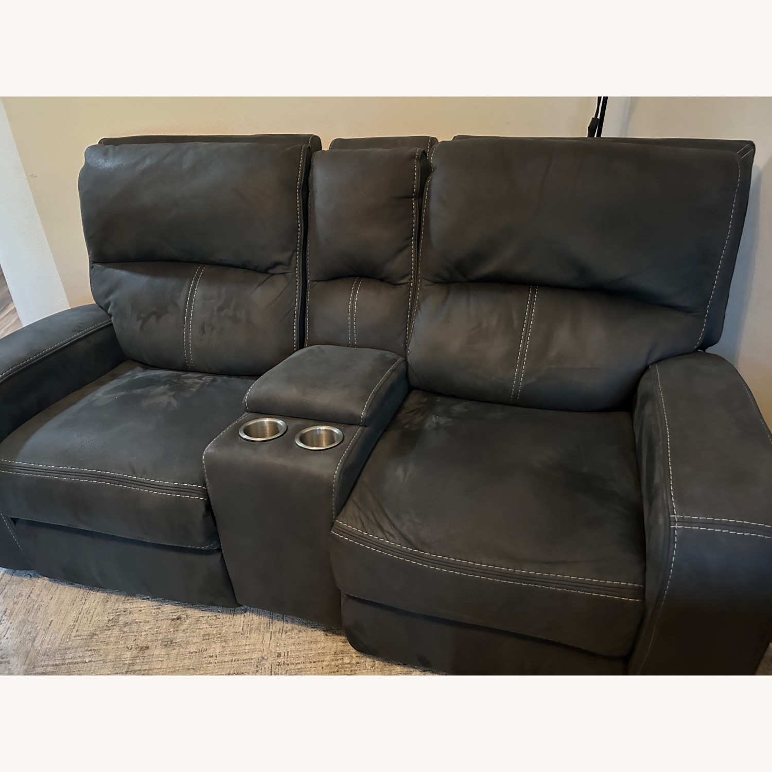 American Signature Furniture Dark Gray Loveseat - image-1