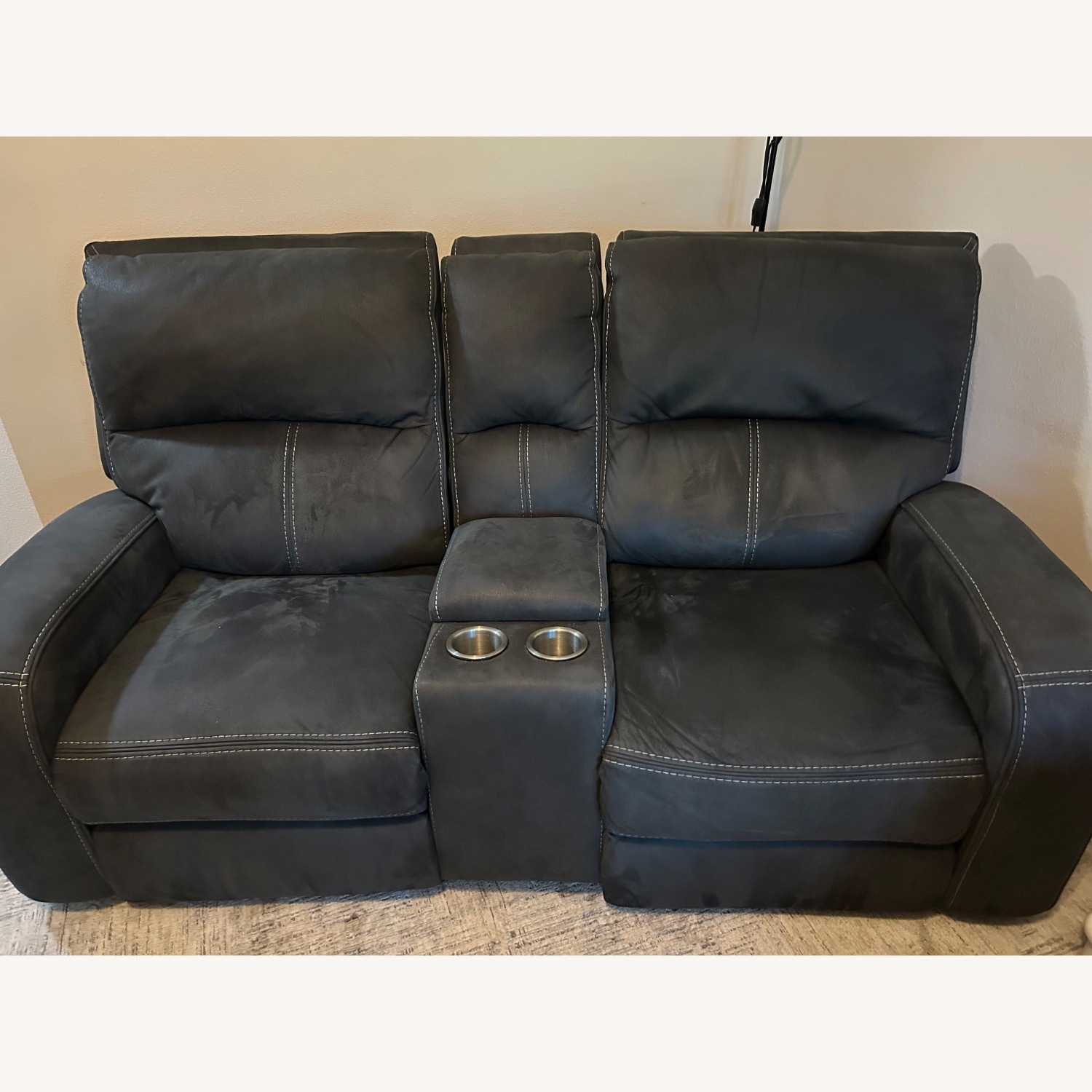 American Signature Furniture Dark Gray Loveseat - image-2