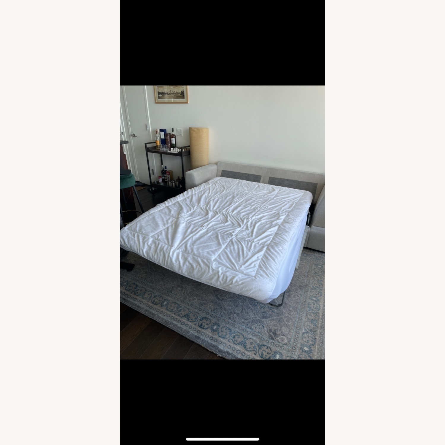 Beige Grey 2 Seater Sleeper Sofa - image-4