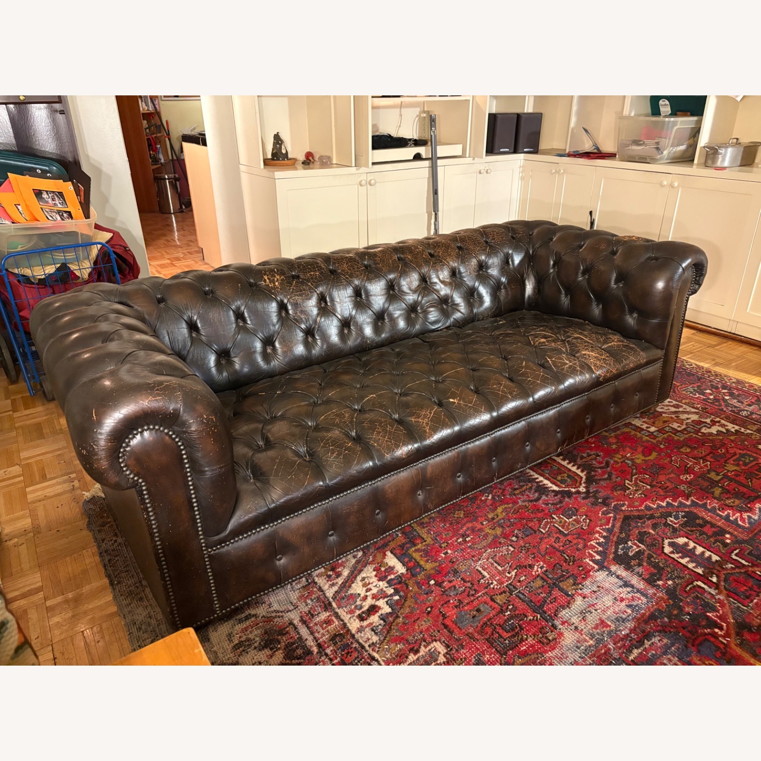 Vintage/Antique Dark Brown 3+ Seater Sofa - image-1