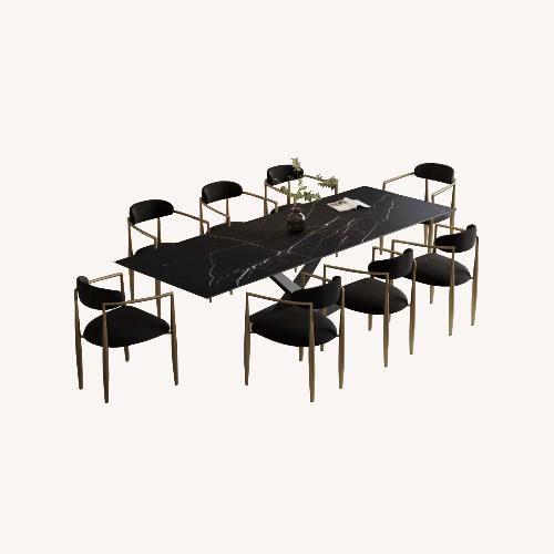 Used Wayfair Extendable Stone Top Dining Set Fabric Chairs for sale on AptDeco