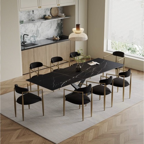 Used Wayfair Extendable Stone Top Dining Set Fabric Chairs for sale on AptDeco