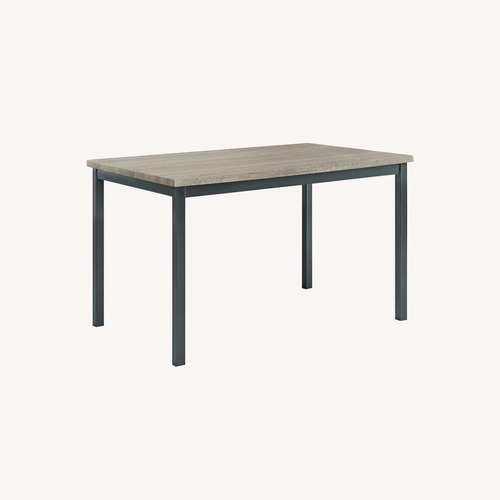 Used Target Dining Table In Weathered Wood & Black Metal Base for sale on AptDeco