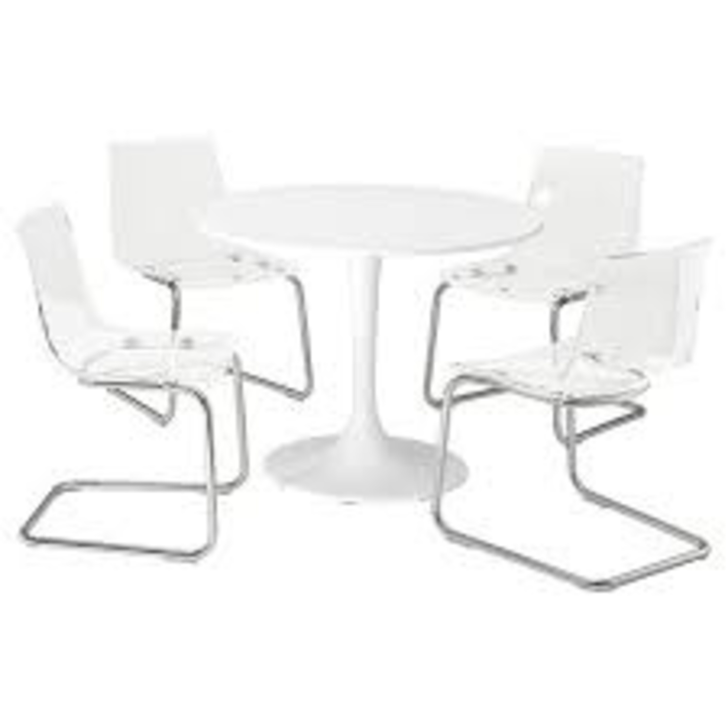 IKEA DOKSTA White Table and 3 Transparent Chrome Chairs - image-0