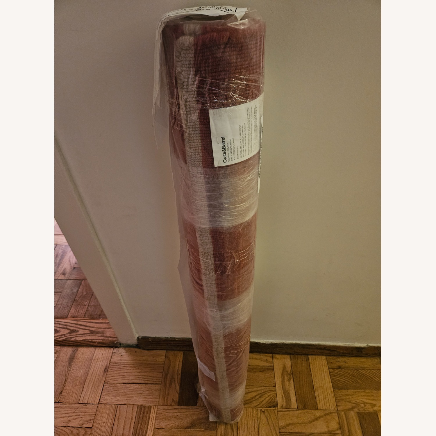 Crate & Barrel Striped Red Rug - image-3