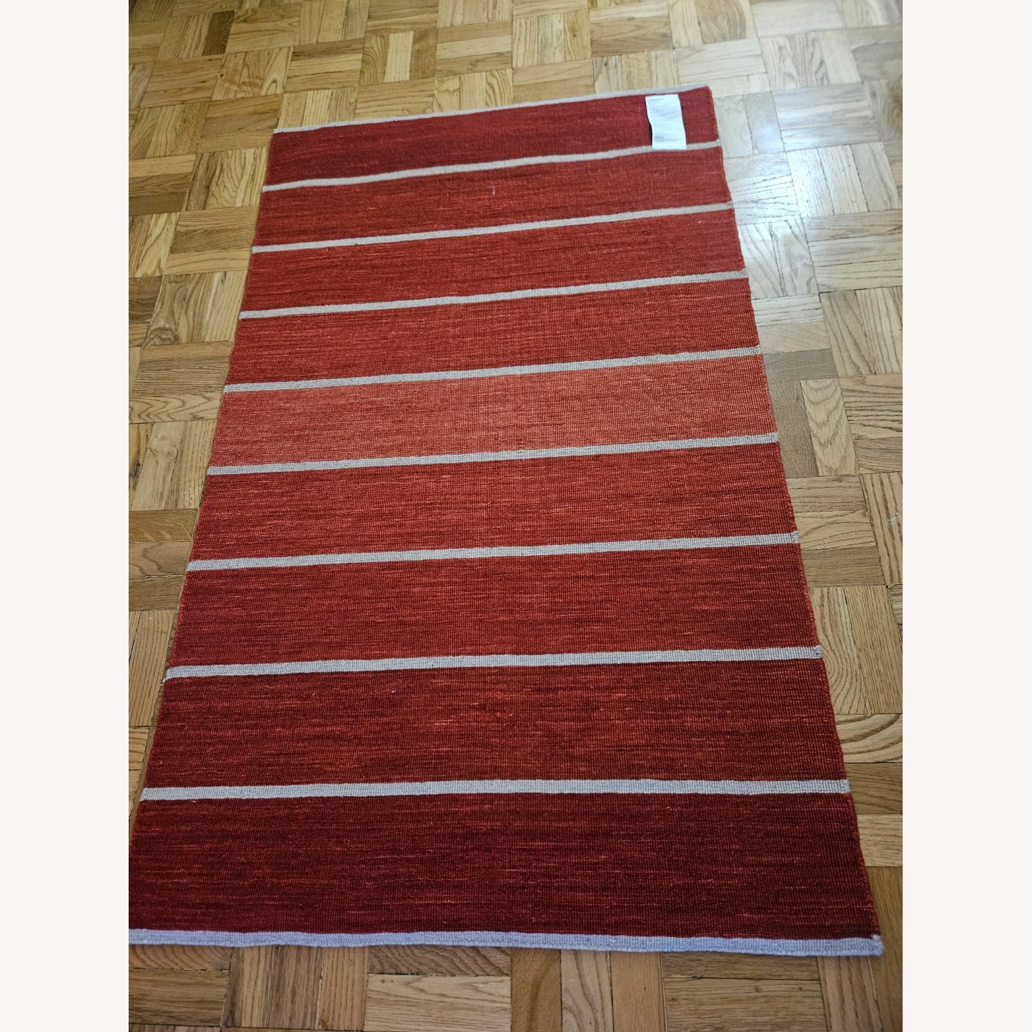 Crate & Barrel Striped Red Rug - image-1