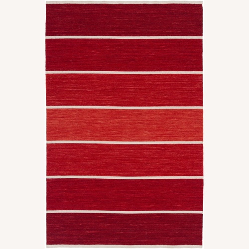Used Crate & Barrel Striped Red Rug for sale on AptDeco