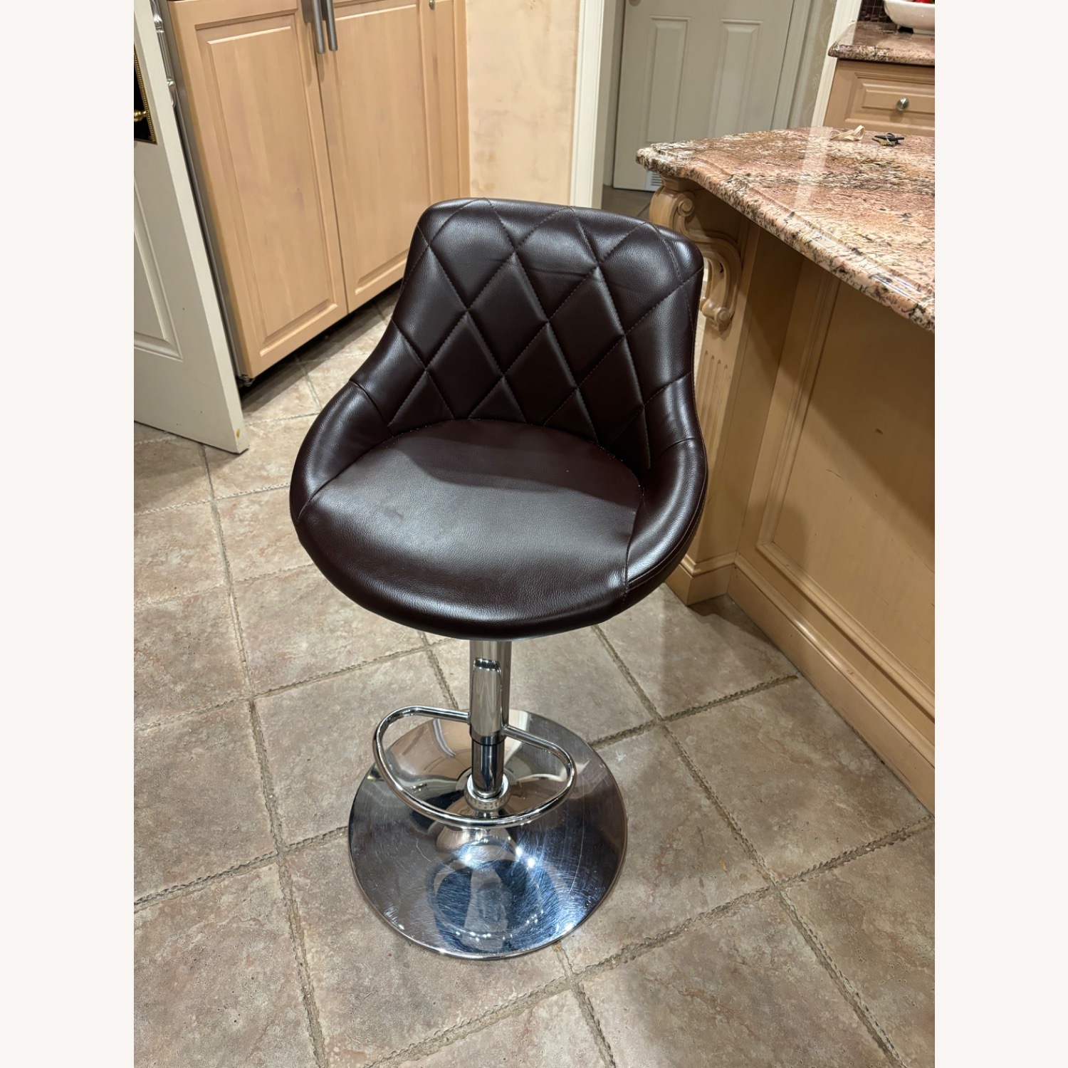 Dark Brown Leather Stools - image-2