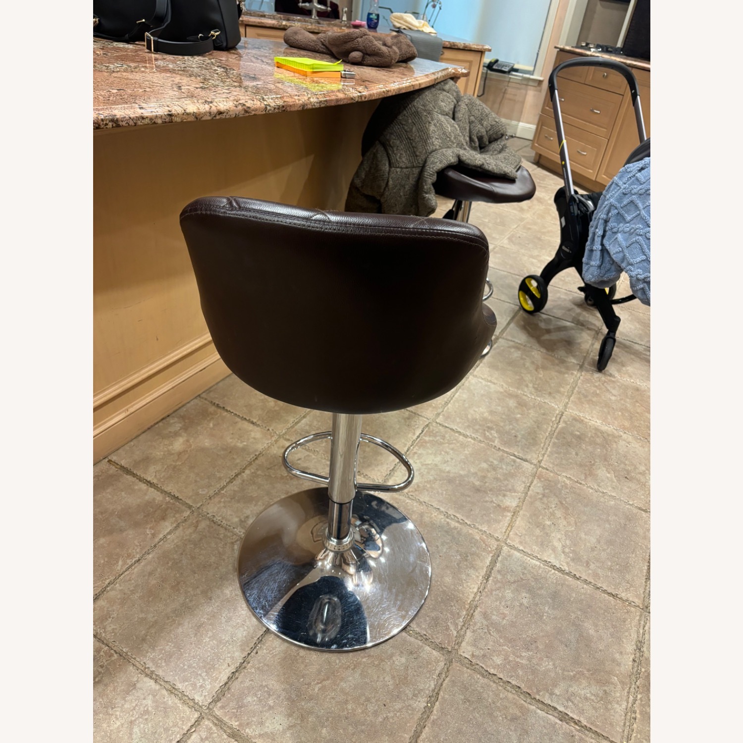 Dark Brown Leather Stools - image-3