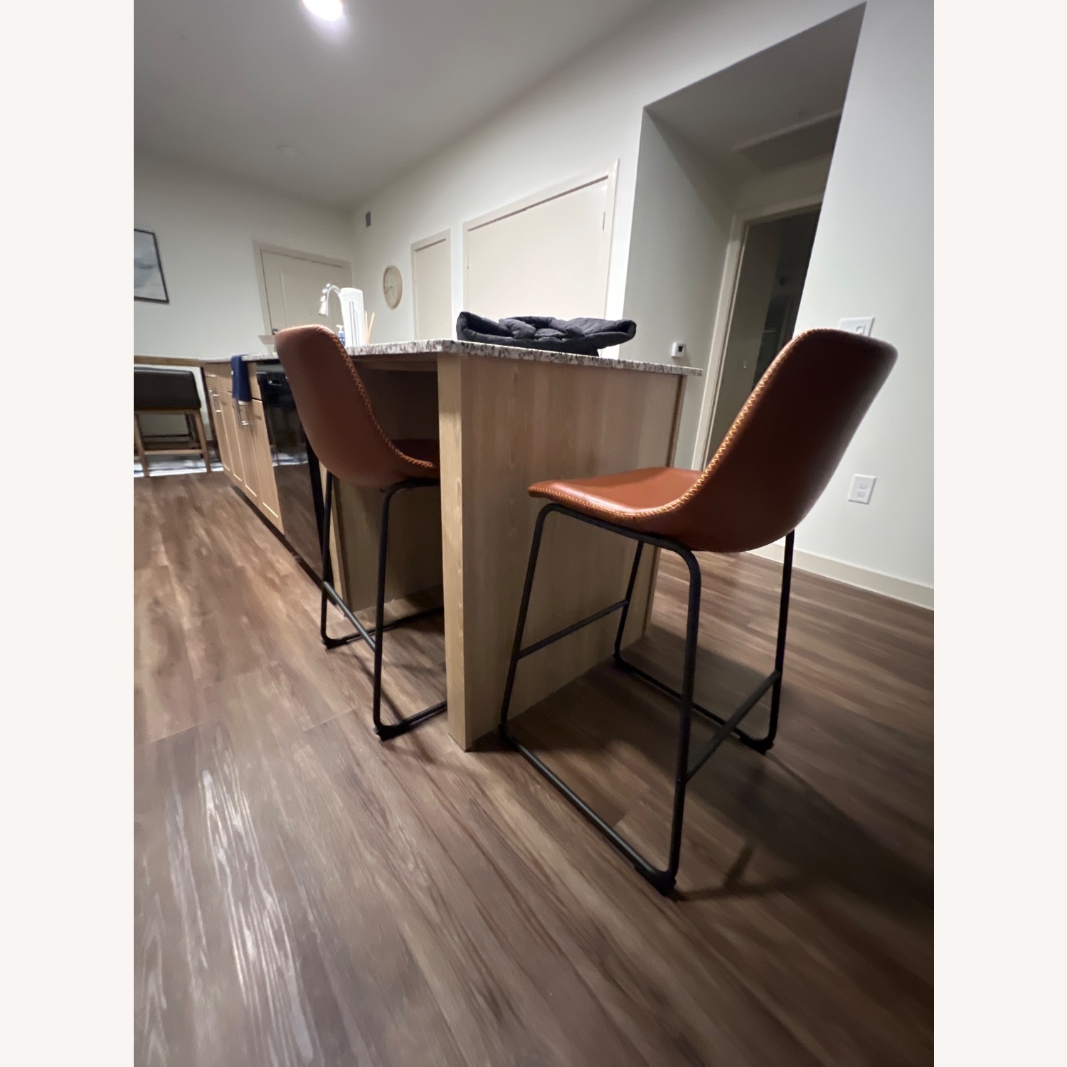 Amazon Light Brown Leather Dining Chairs - image-3