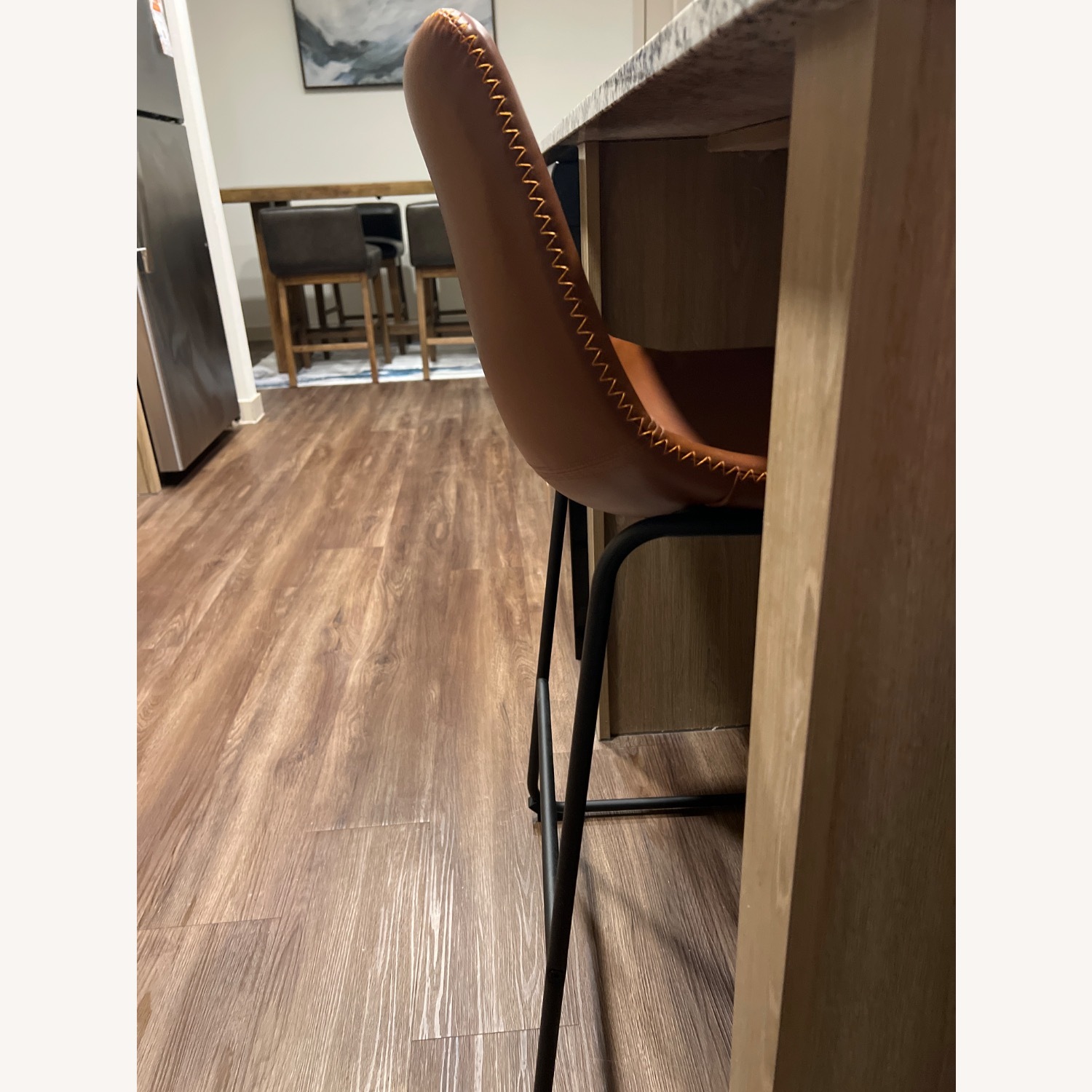 Amazon Light Brown Leather Dining Chairs - image-4