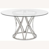 Kyrie Transparent Glass Dining Table With Chrome Base