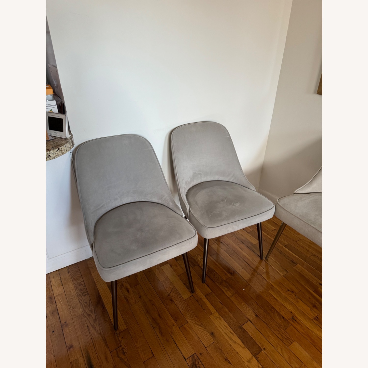 West Elm Light Gray Velvet Dining Chairs - image-1