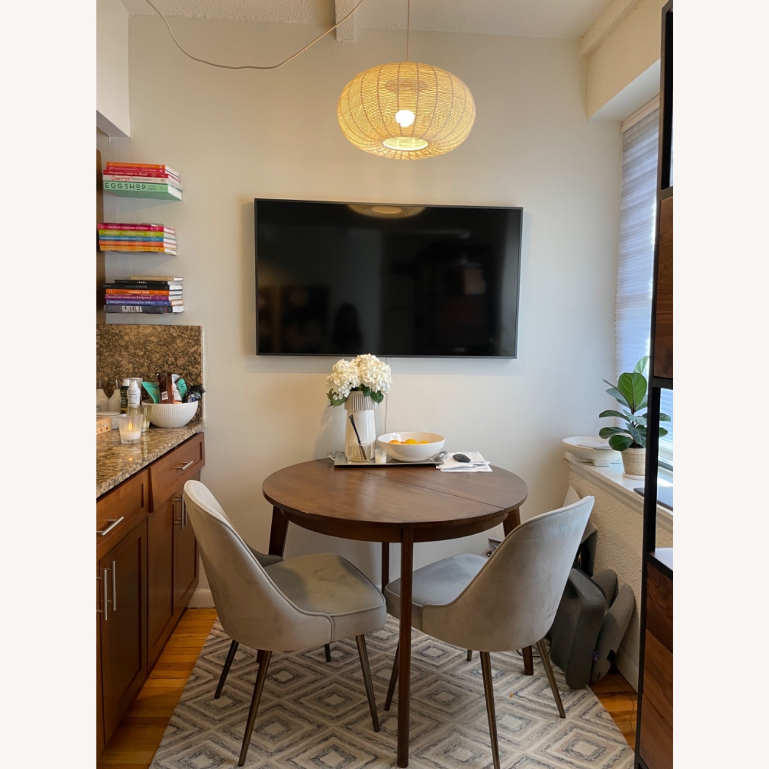 West Elm Light Gray Velvet Dining Chairs - image-3