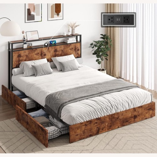 Used Amazon Dark Brown Wood Full Bed for sale on AptDeco