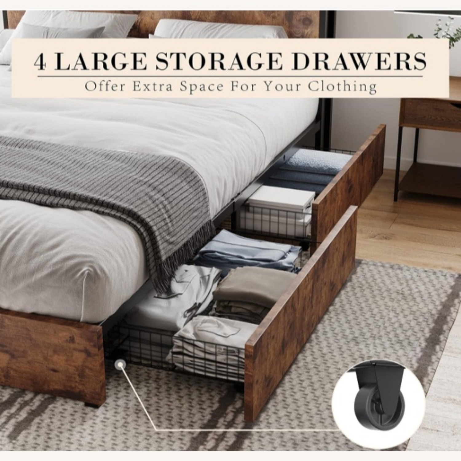 Amazon Dark Brown Wood Full Bed - image-5