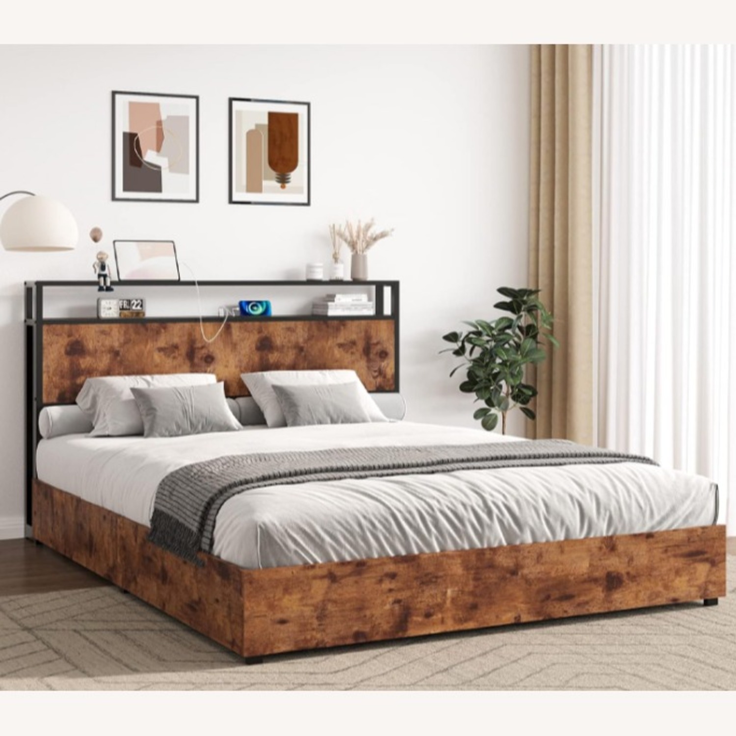 Amazon Dark Brown Wood Full Bed - image-2