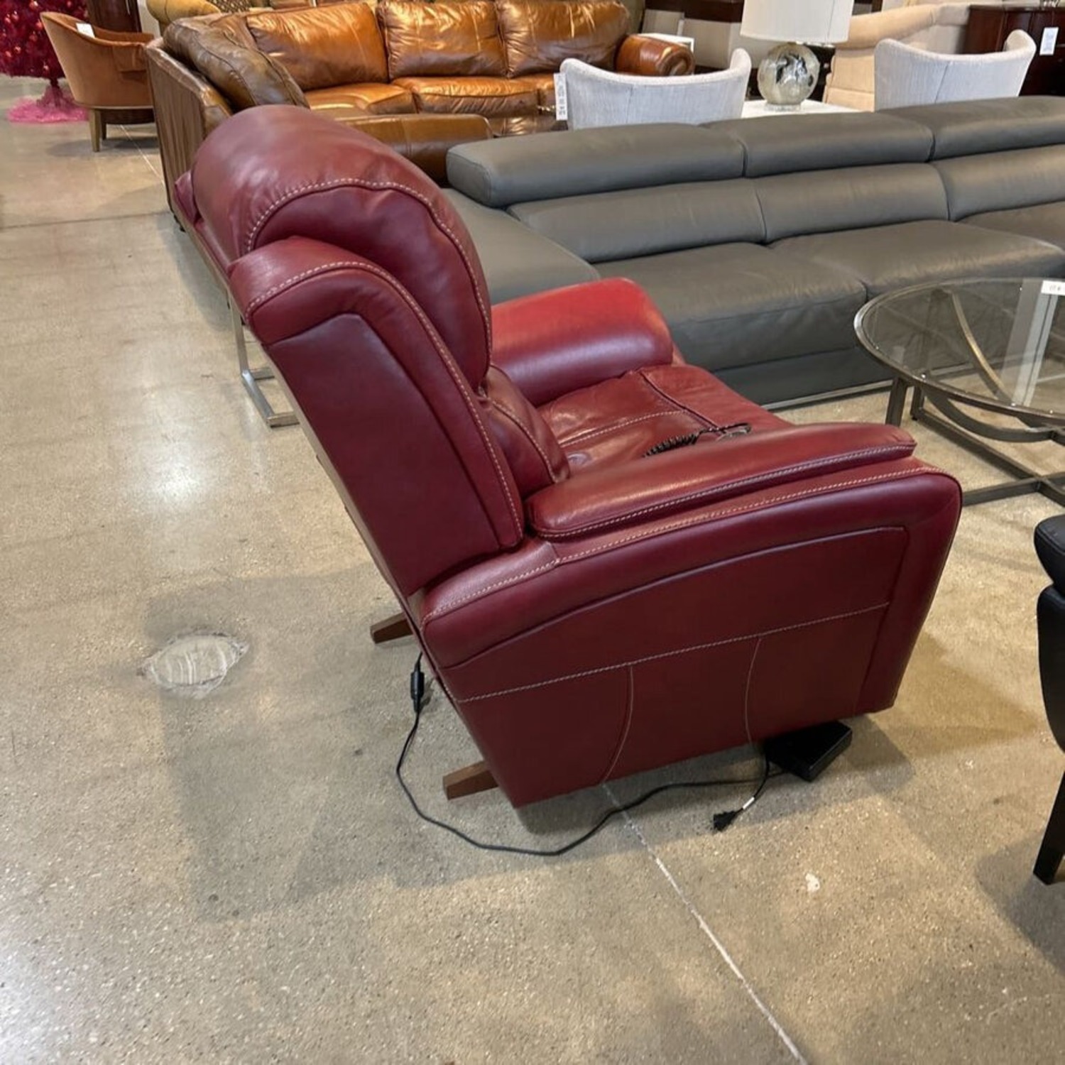 La-Z-Boy Leather Rocker Power Recliner Maroon - image-2
