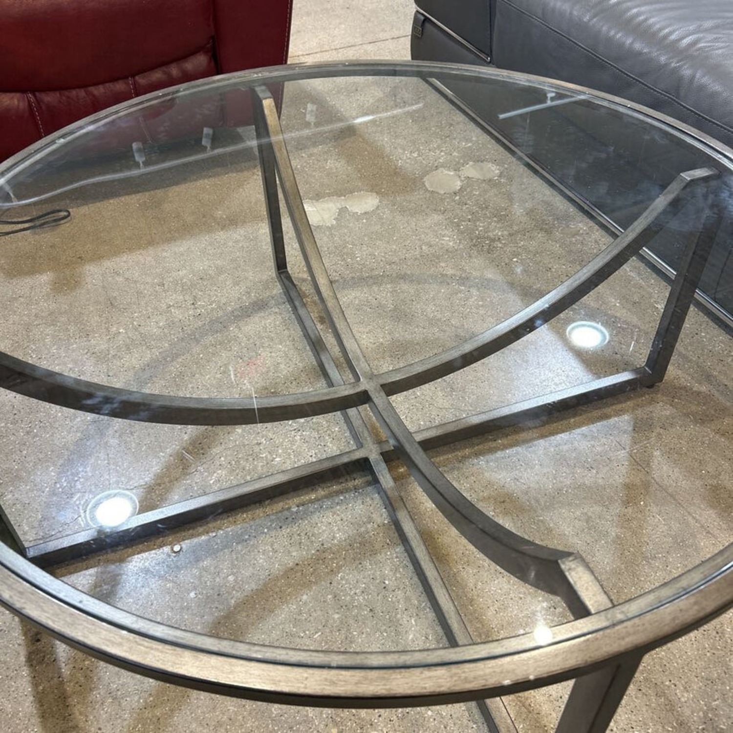 Epicenters Round Glass & Metal Coffee Table - image-2