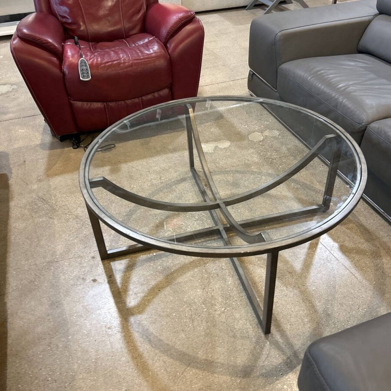 Epicenters Round Glass & Metal Coffee Table - image-3