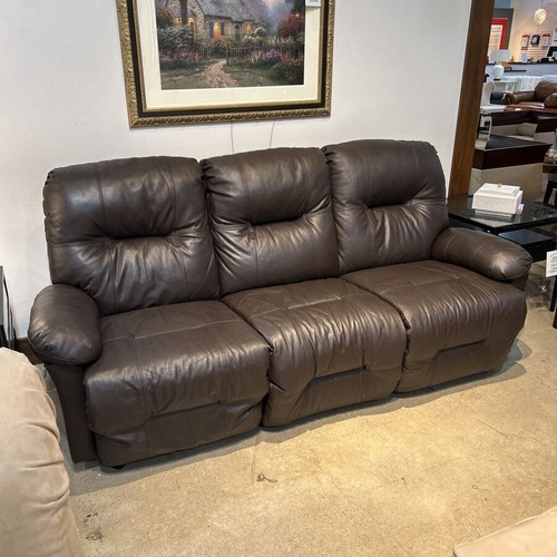 Used  Chairs Inc Leather 3-Seat Power Recliner Sofa for sale on AptDeco