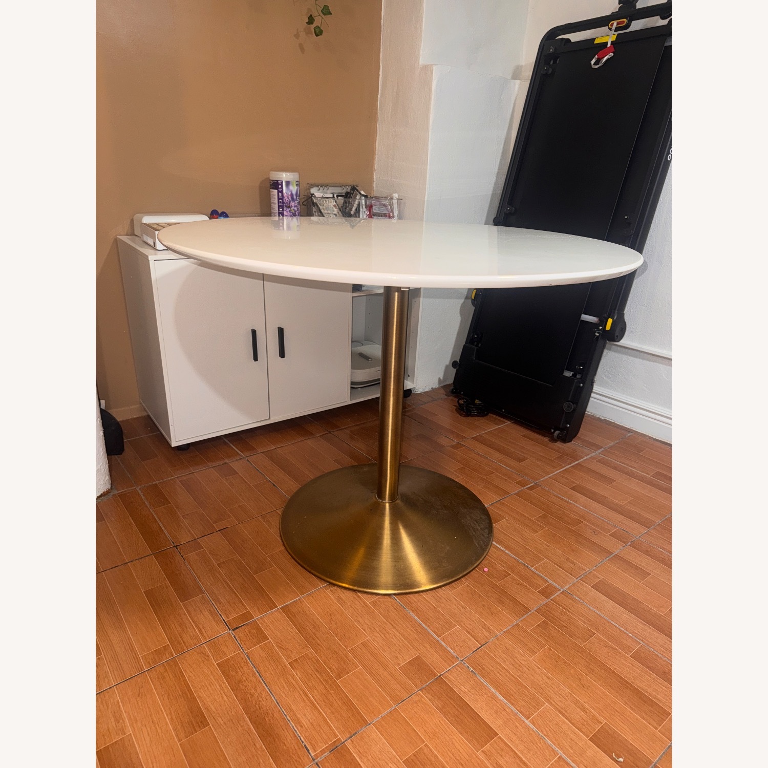 CB2 Odyssey White and Brass Tulip Table - image-4