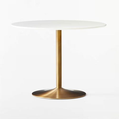 Used CB2 Odyssey White and Brass Tulip Table for sale on AptDeco