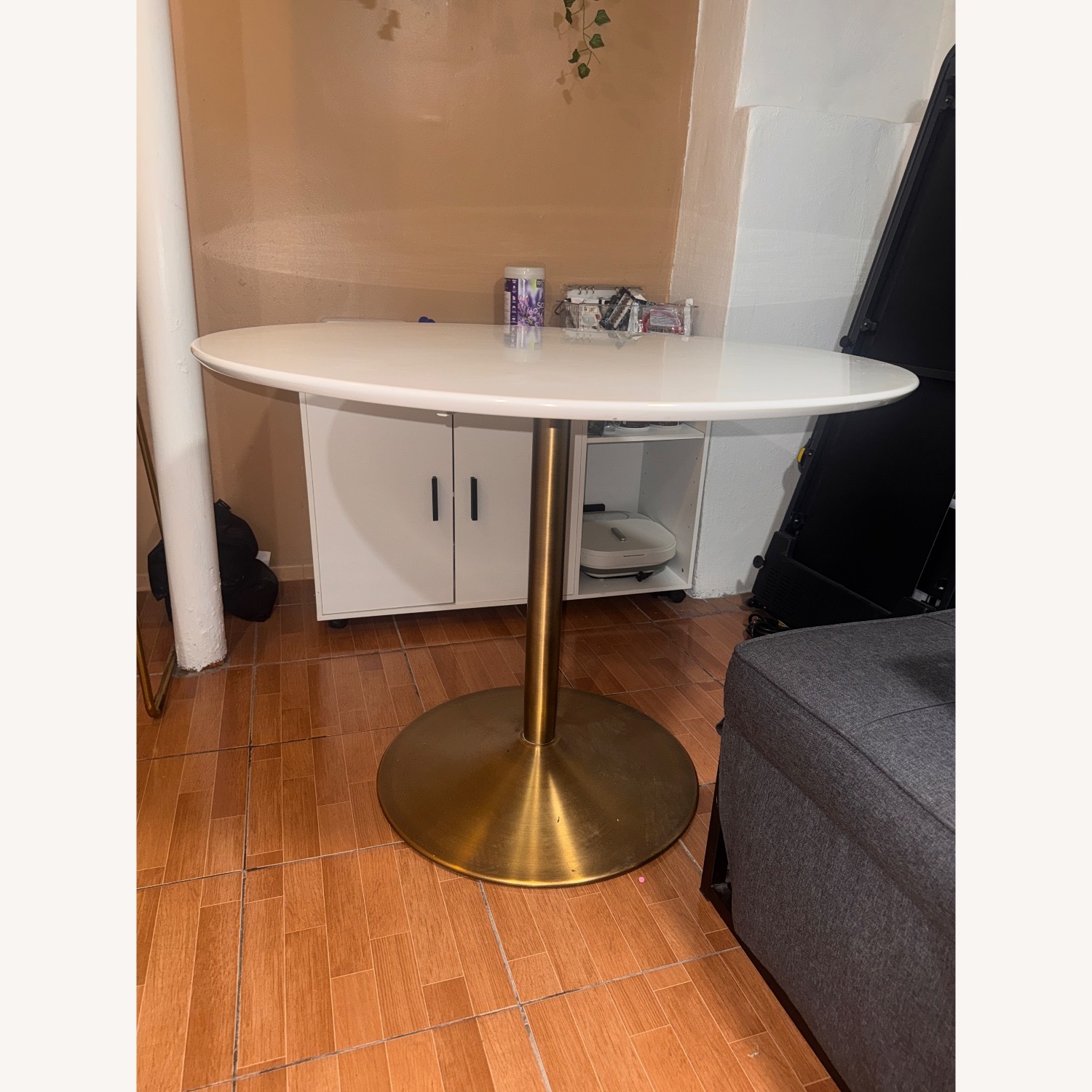 CB2 Odyssey White and Brass Tulip Table - image-2