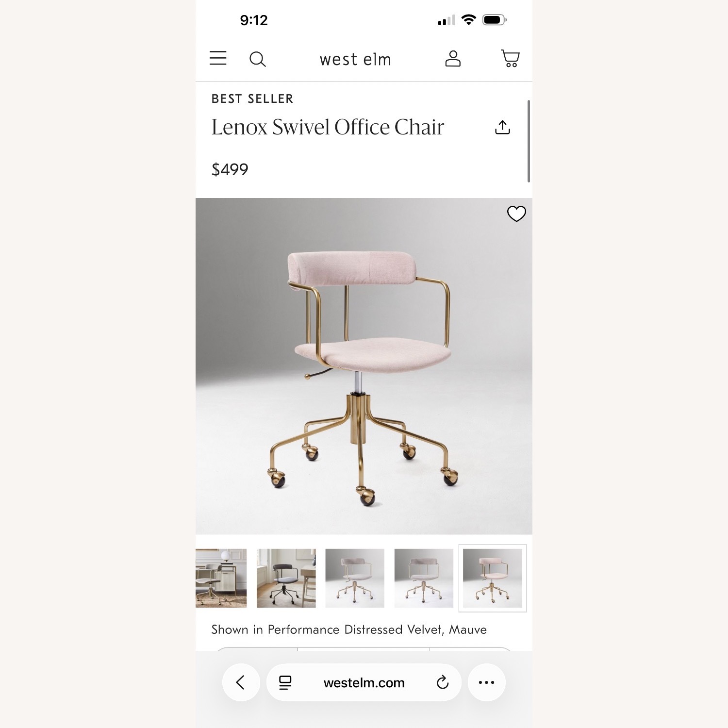 West Elm Lenox Swivel Office Chair - image-6