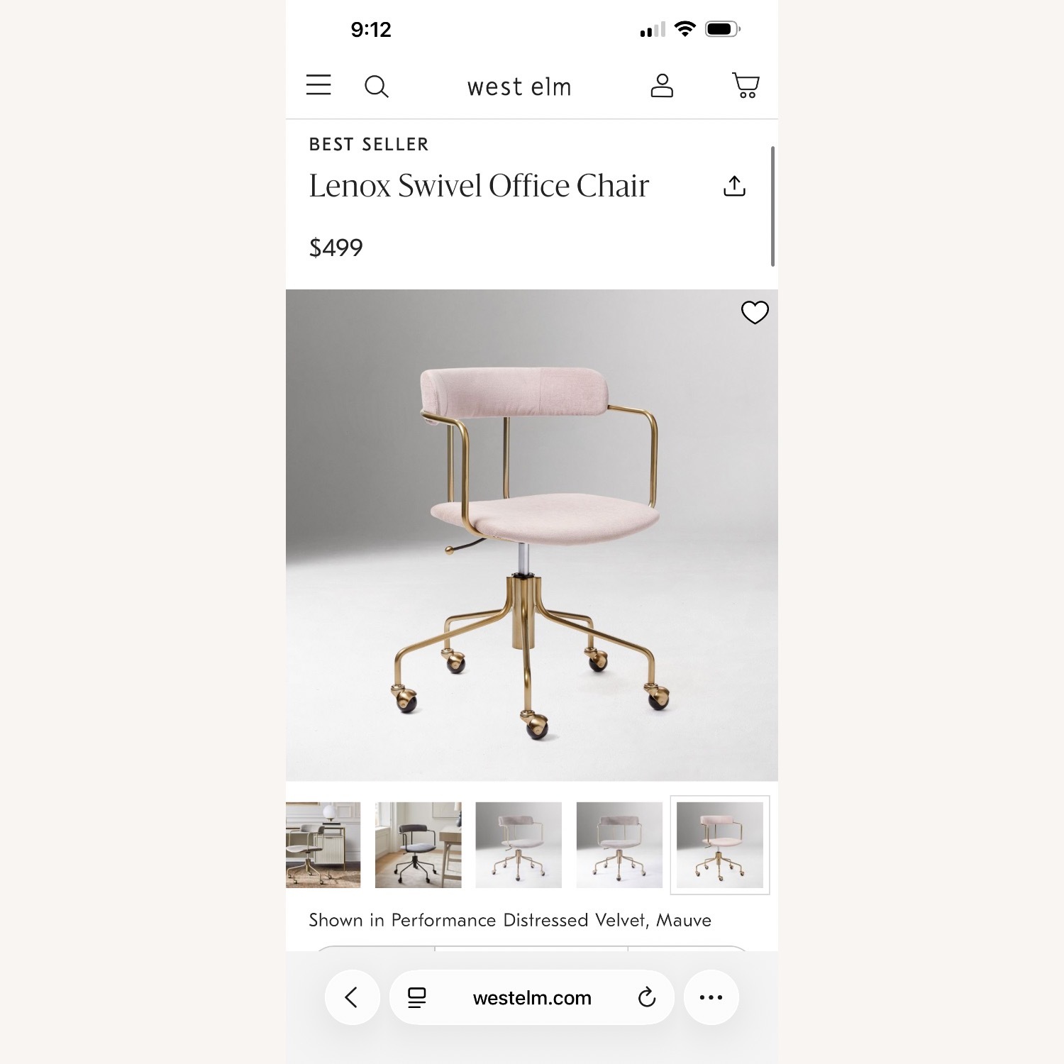 West Elm Lenox Swivel Office Chair - image-1