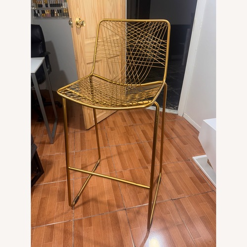 Used CB2 Alpha Brass Metal Bar Stools for sale on AptDeco