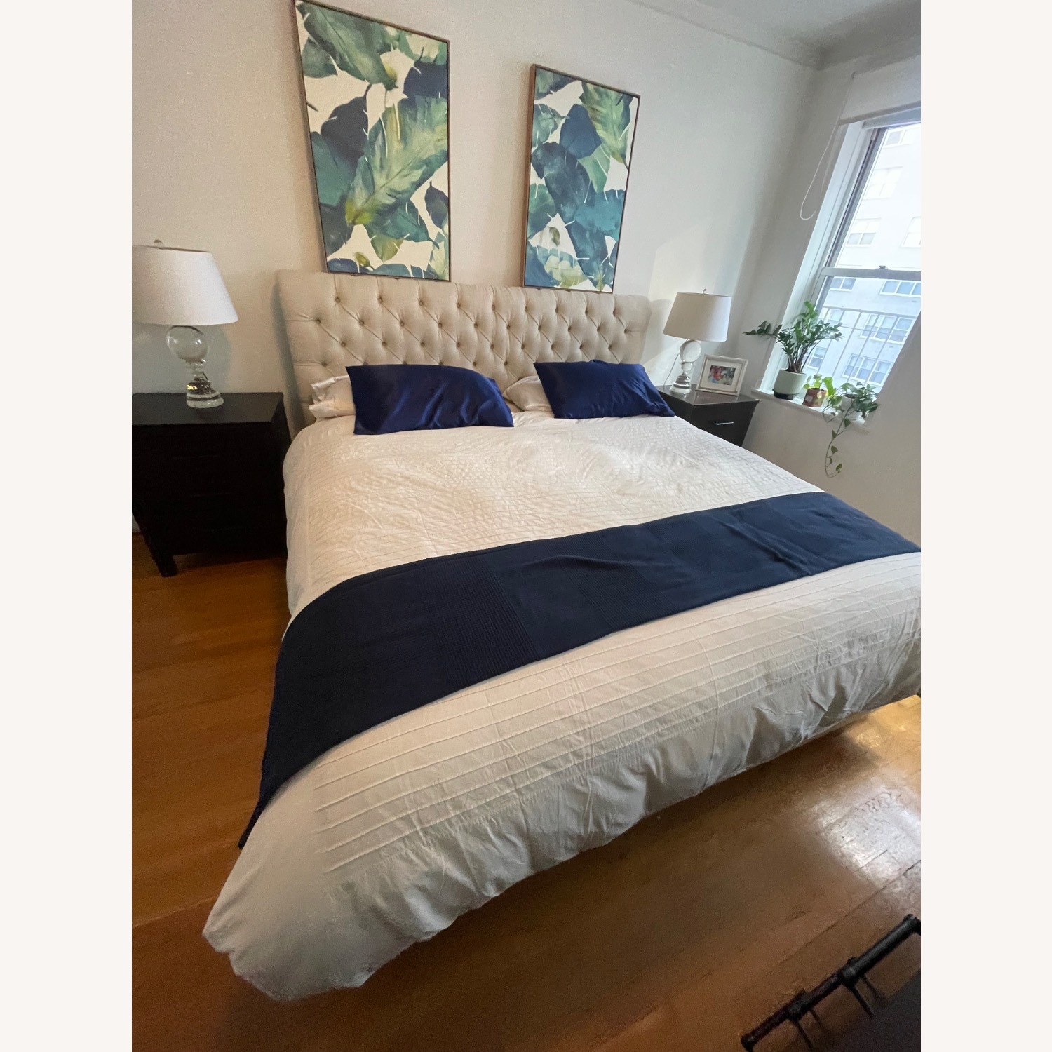 Pottery Barn Natural Fabric King Bed - image-2