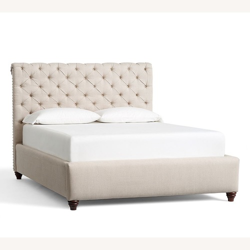 Used Pottery Barn Natural Fabric King Bed for sale on AptDeco