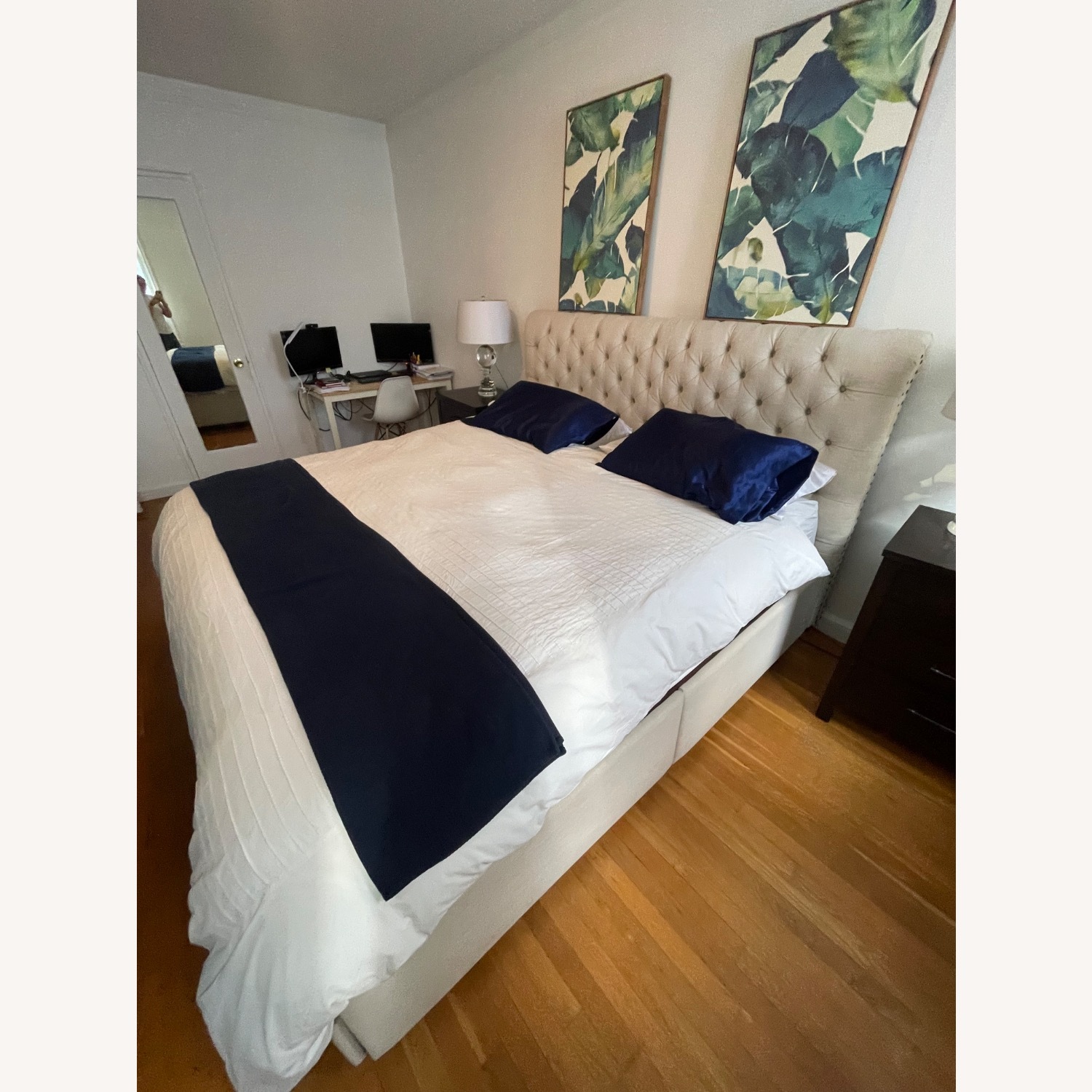 Pottery Barn Natural Fabric King Bed - image-5