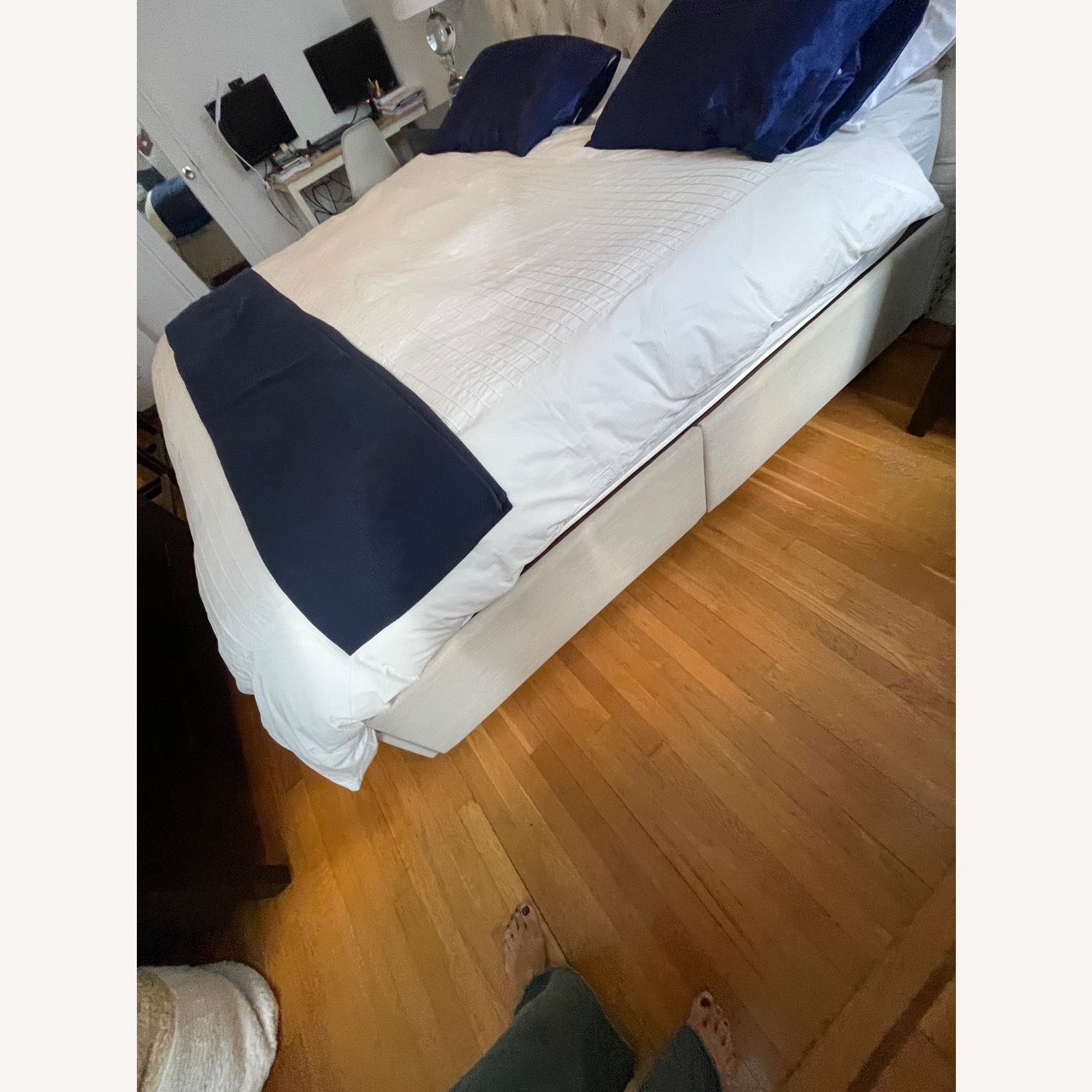 Pottery Barn Natural Fabric King Bed - image-4