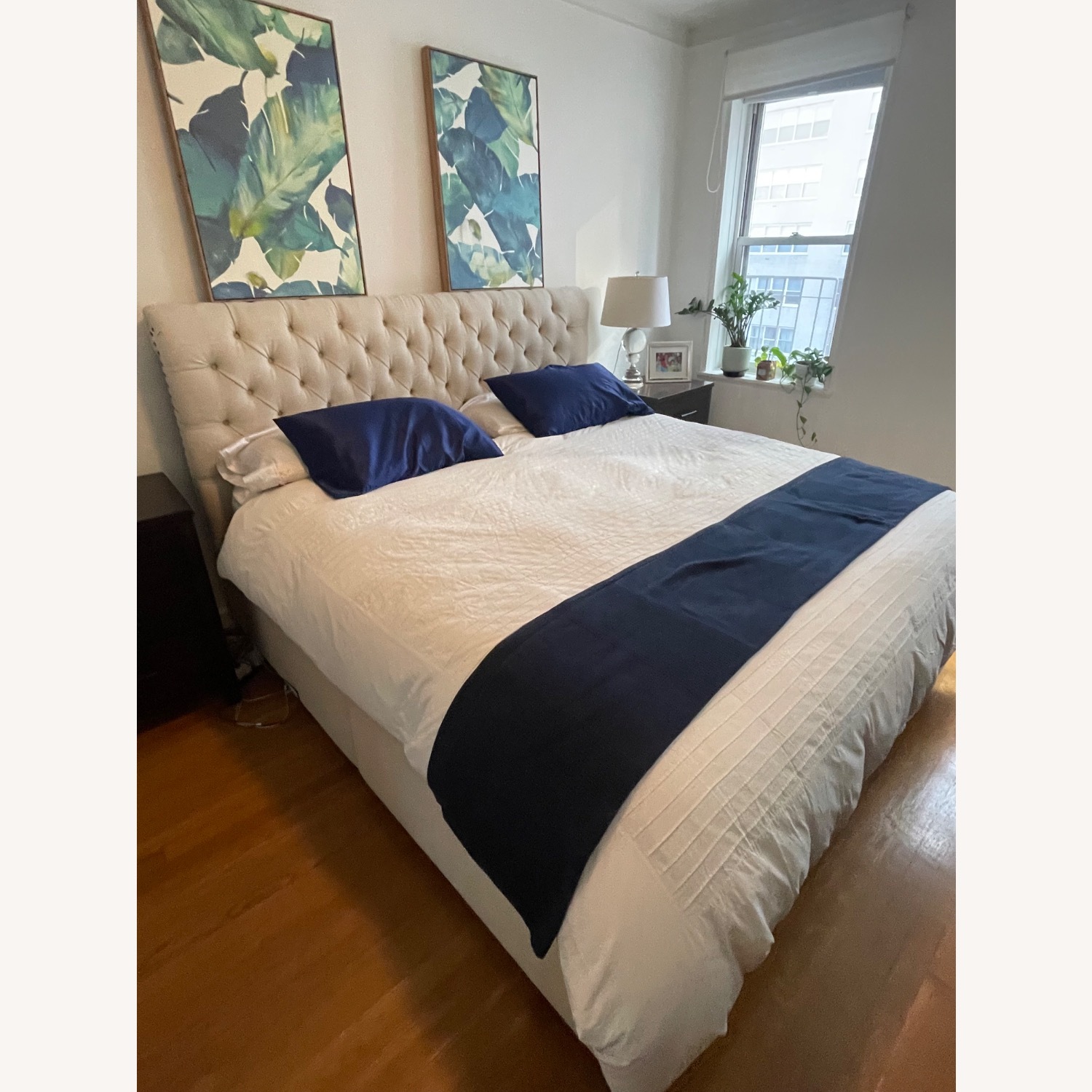 Pottery Barn Natural Fabric King Bed - image-1